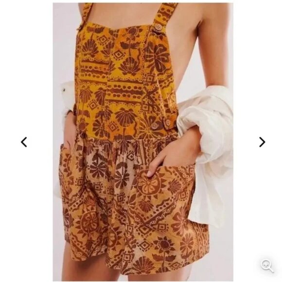 Free People Pants - Free People Palm Bay Printed Hawaii Vacation Shortalls Romper NWT Size Small